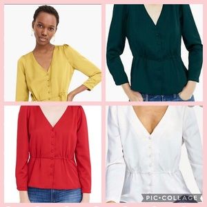 Lot of 4 Jcrew Satin Peplum Tops Shirts
